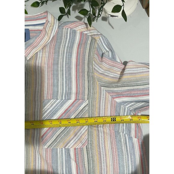 Nautica Jeans Womens 2X Multicolor Striped Button-Up Shirt100%Cotton Lightweight - Picture 12 of 14